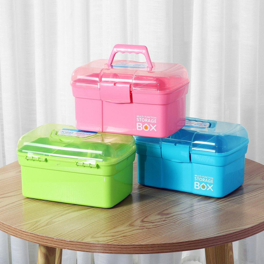 27√ó17√ó17cm Mini HandHeld Double Deck Manicure Tools Storage Case Box Parts Storage Box