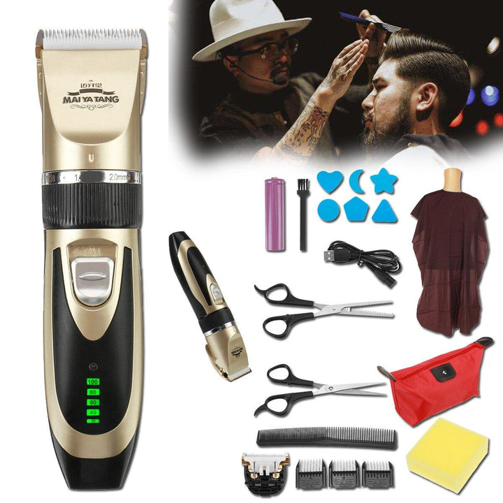 20Pcs Men Electric Hair Clipper Trimmer Cordless Barber Shaver Beard Haircut Kit