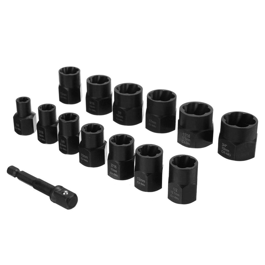 14Pcs Socket Bolt Nut Extractor Hexagon Screw Tool With 3/8 Connecting Rod - MRSLM