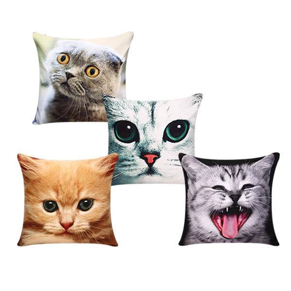 3D Cute Expressions Cats Throw Pillow Cases Sofa Office Car Cushion Cover Gift