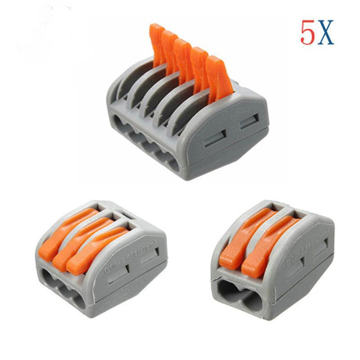 Excellway¬Æ ET25 2/3/5 Pins Spring Terminal Block 5Pcs Electric Cable Wire Connector