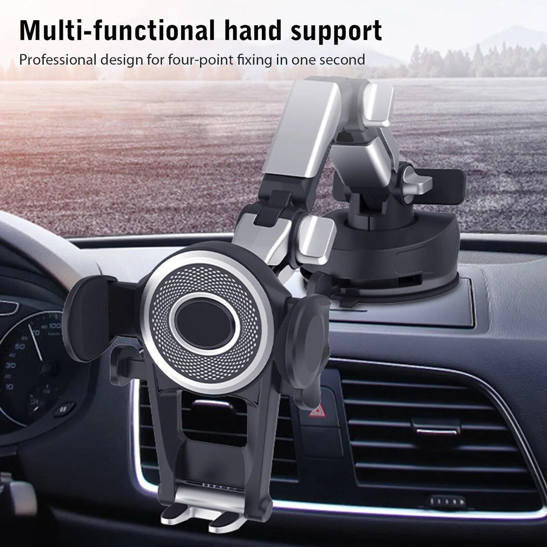 Universal 360¬∞ Rotating Car Phone Holder with Suction Cup & Retractable Number Plate Design