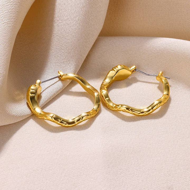 Gold Color Stainless Steel Hoop Earrings