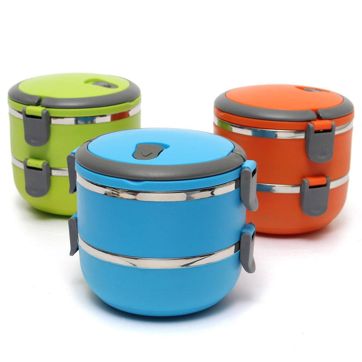 2 Layers Stainless Steel Bento Lunch Box Portable Thermal Insulation Lunch Box