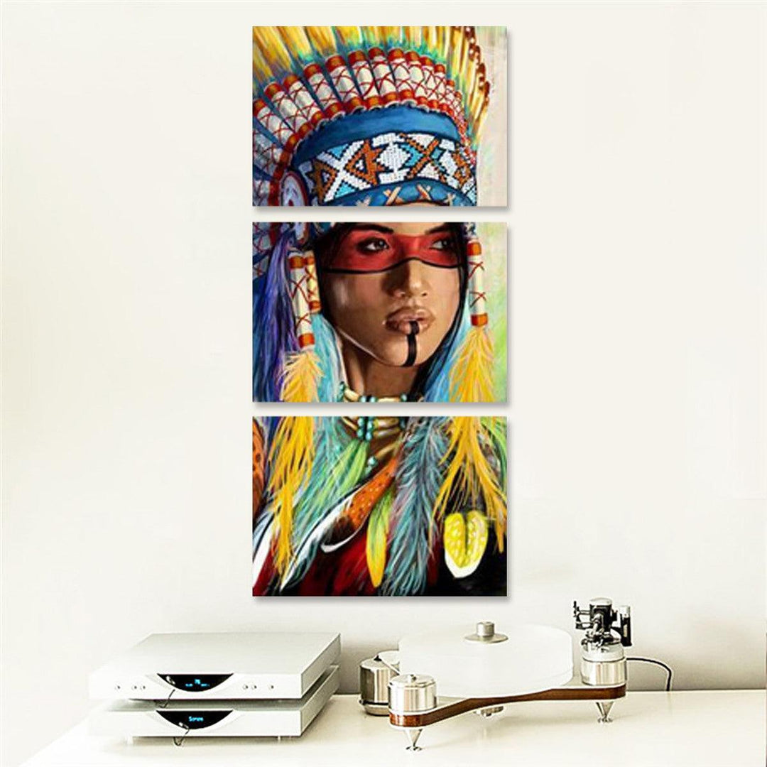 3Pcs Canvas Print Paintings Indian Girl Oil Painting Wall Decorative Printing Art Picture Frameless Home Office Decoration