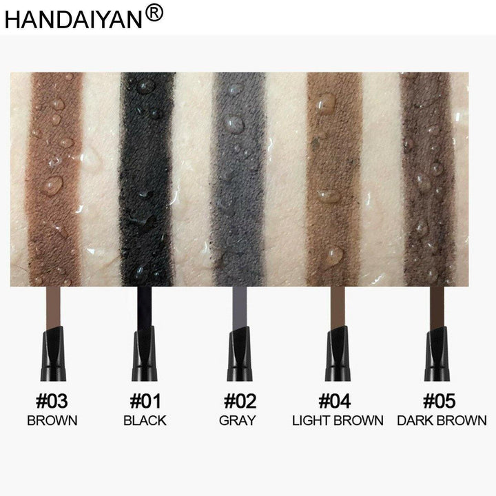 5 Colors Automatic Rotating Double-headed Waterproof Non-blooming Triangle Eyebrow Pencil - MRSLM