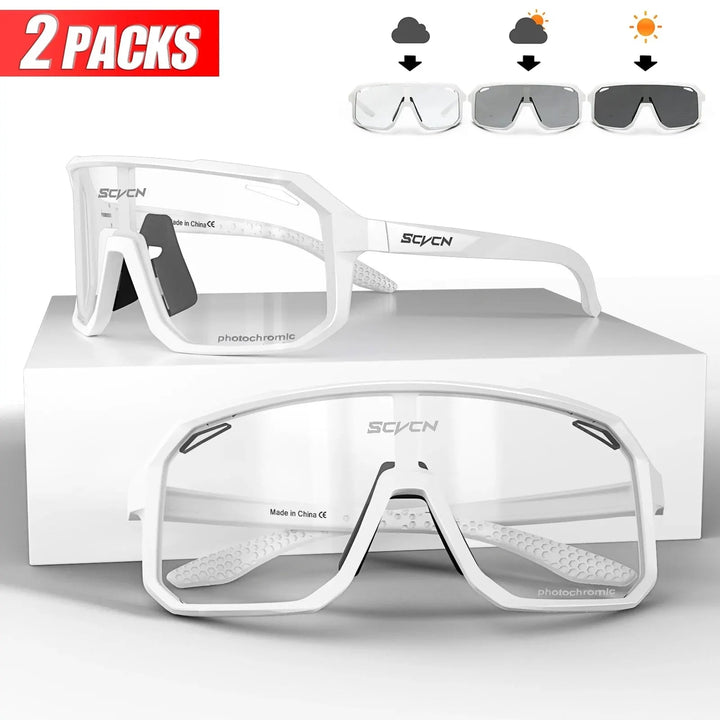 Photochromic Cycling Sunglasses 2-Pack – Unisex, Adjustable & UV400 Protection