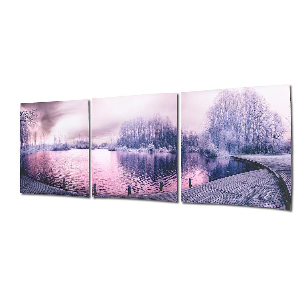 3Pcs Canvas Print Paintings Purple Lake Landscape Oil Painting Wall Decorative Printing Art Picture Frameless Home Office Decoration