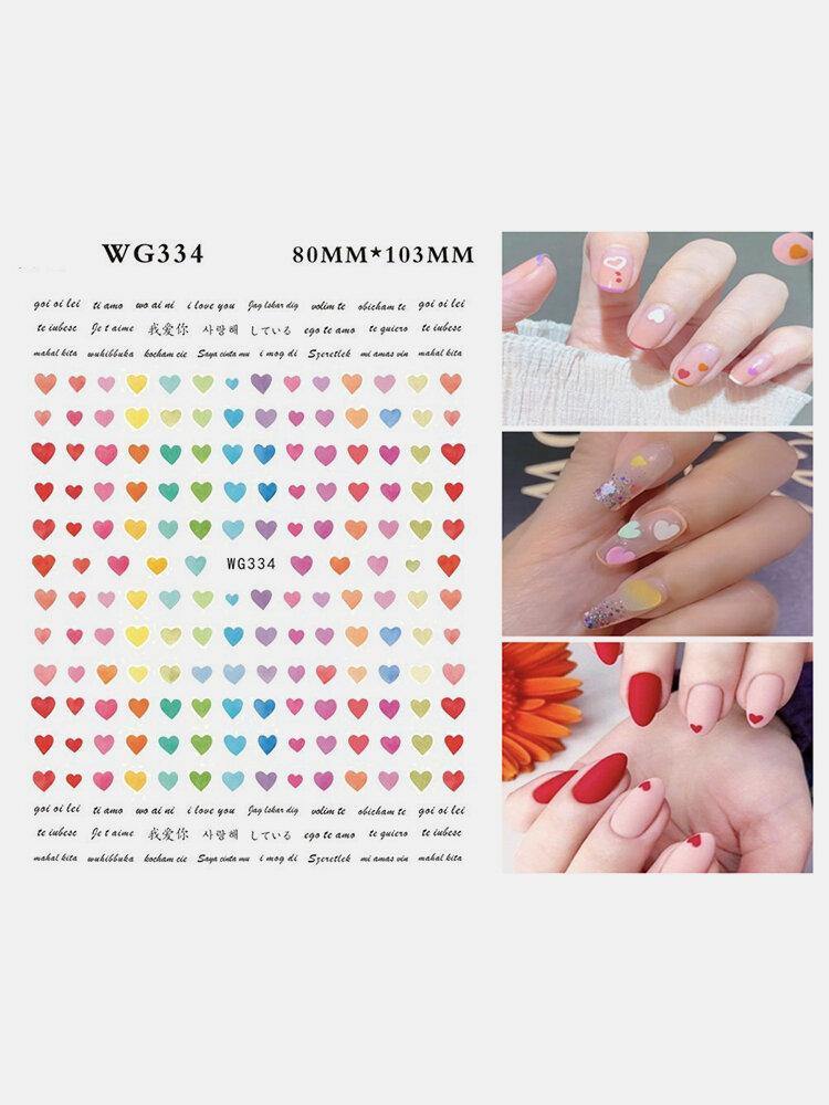 3D Nail Art Stickers Heart Colorful Red Lip Nail Transfer Decals Valentine's Day Tips - MRSLM