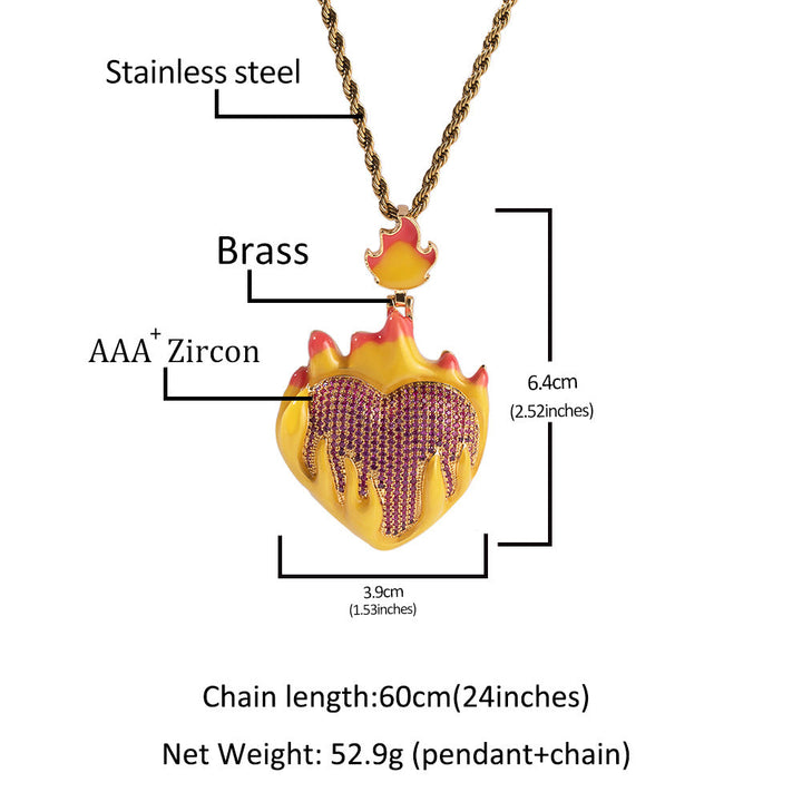 Oil Drip Love Sweater Pendant Necklace