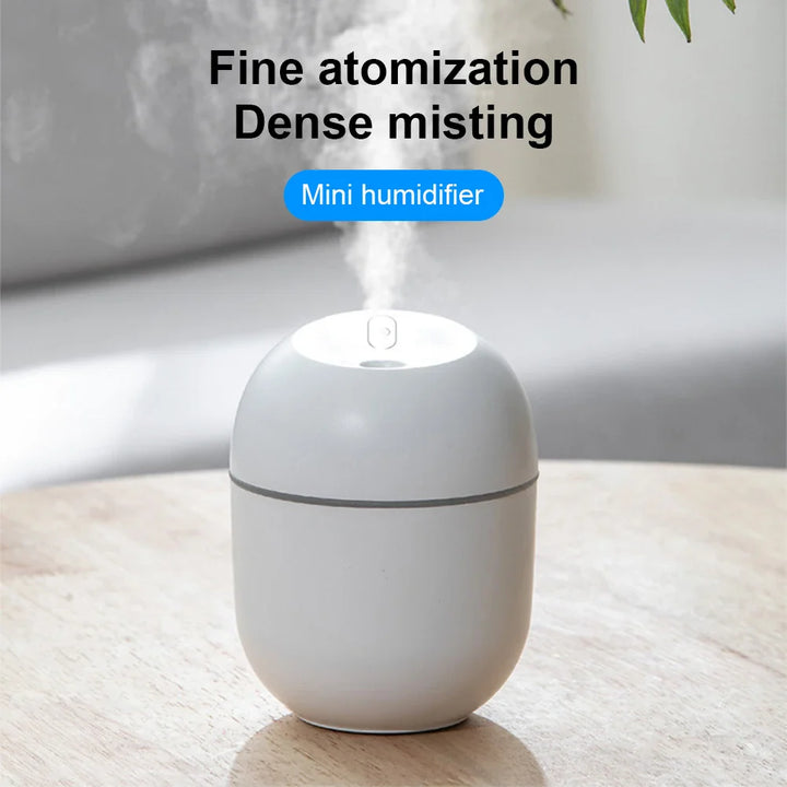 Compact Ultrasonic Humidifier & Aroma Diffuser with LED Night Lamp - 220ML USB Powered