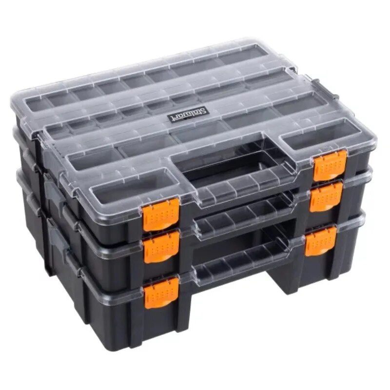 3-in-1 Stacking Portable Tool Chest Organizer with Customizable Compartments