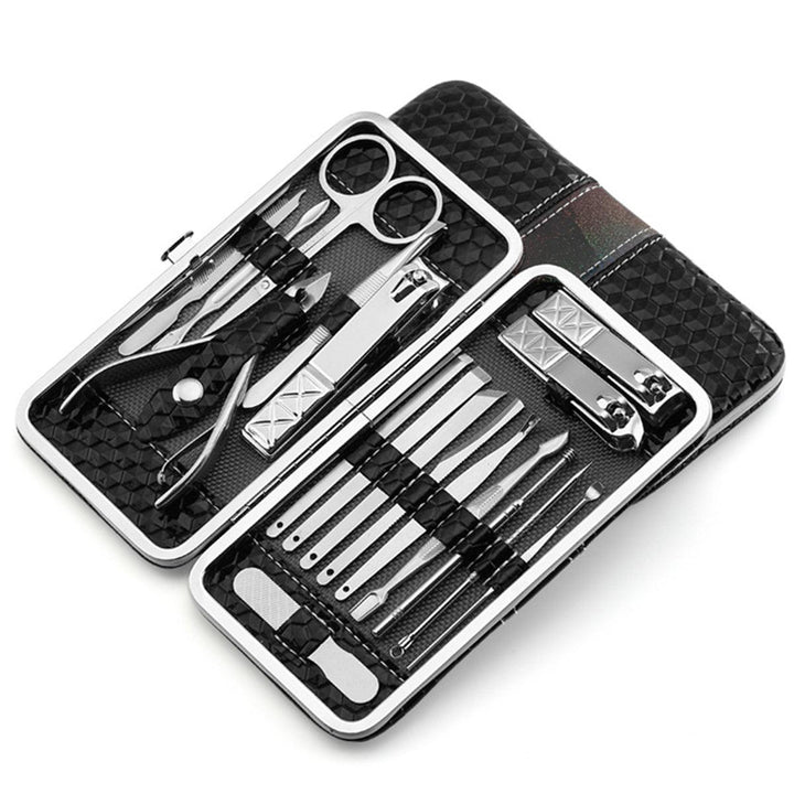 18/21pcs Nail Clipper Set Facial Hand Foot Care Tools Stainless Steel Manicure Kit