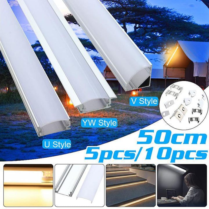 1X 5X 10X LUSTREON 50CM Aluminum Channel Holder For LED Strip Light Bar Under Cabinet Lamp