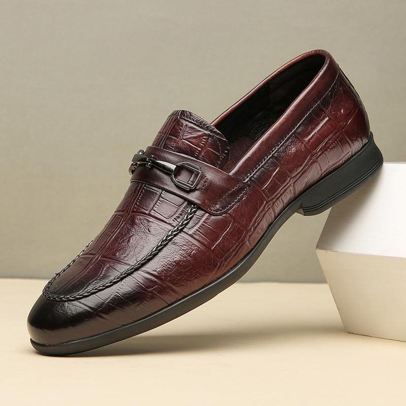 Men's First Layer Cowhide British Leather Loafers - Breathable, Non-slip, Shock Absorption