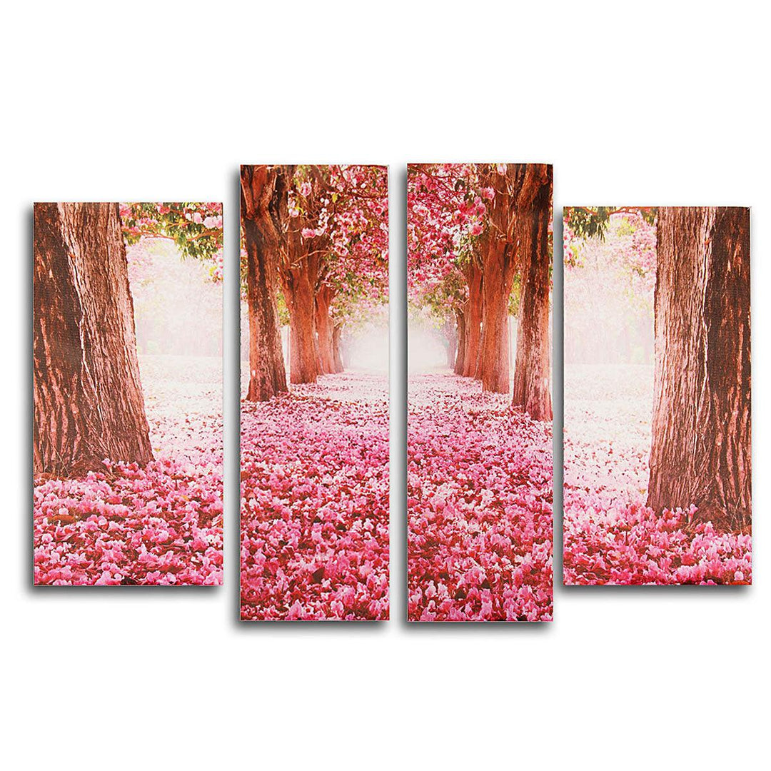 4Pcs Cherry Blossoms Tree Canvas Print Paintings Wall Decorative Print Art Pictures Frameless Wall Hanging Decorations for Home Office