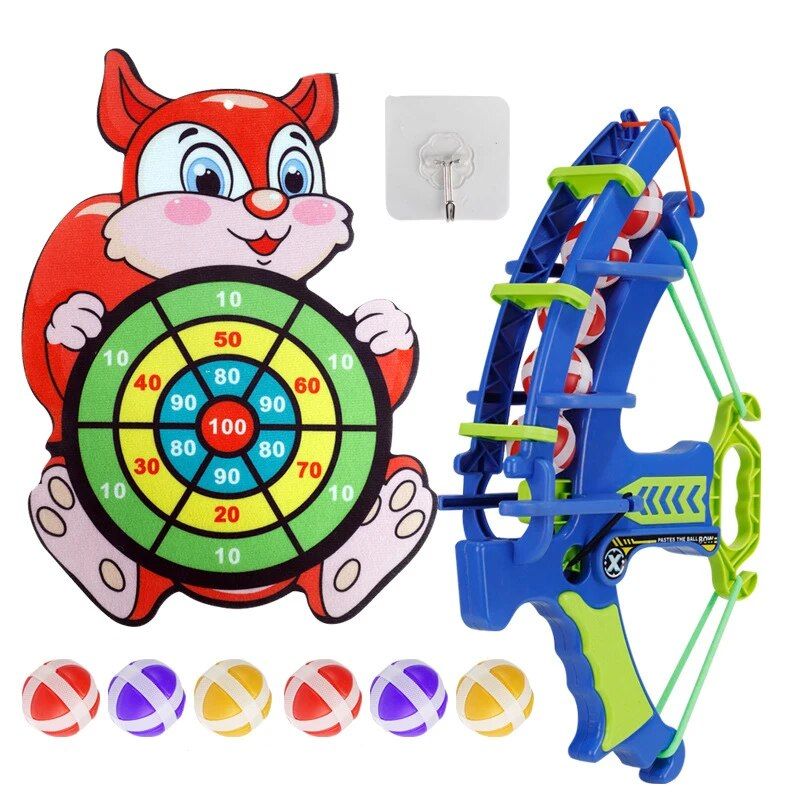 Multi-Game Slingshot & Sticky Ball Dartboard - Fun Outdoor Target Game for Kids