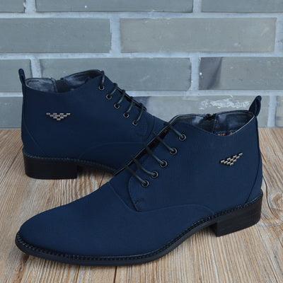 Fashion Business Casual Leather Shoes Men's Pointed Toe Short  Martin Boots