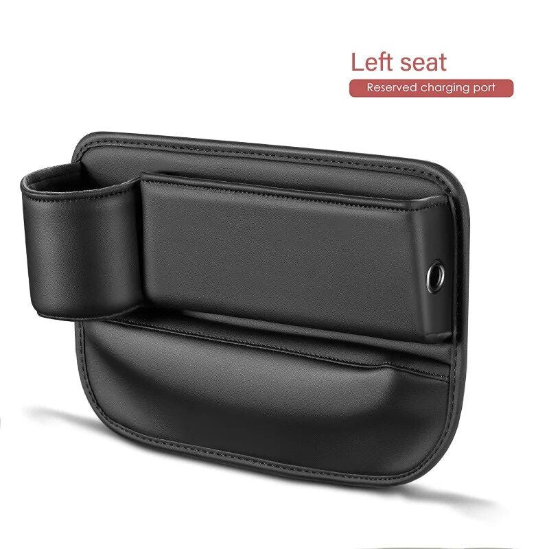 Luxury PU Leather Car Seat Gap Organizer with Cup Holder