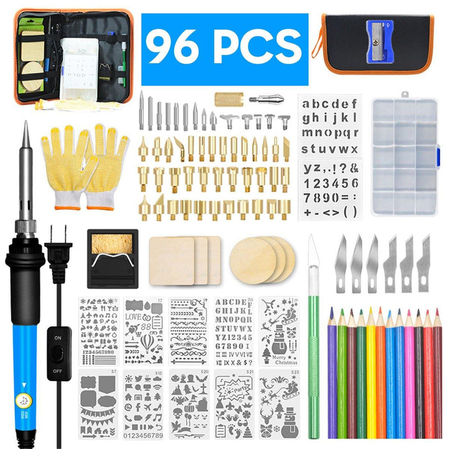 96Pcs 110V~240V 60W DIY Adjustable Temperature Electric Soldering Iron Welding Kit - MRSLM