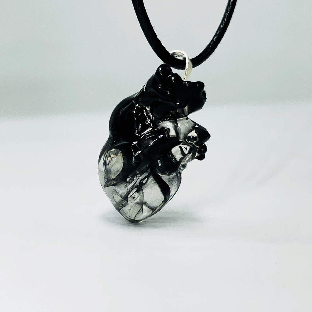 Handmade Dark Bloody Personality Heart Pendant Sterling Silver Necklace