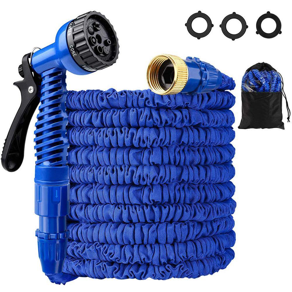 25-200FT EU/US Standard Expandable Magic Blue Flexible Garden Water Hose Car Hose Pipe Connectors Plastic Hose Garden Watering Sets w/ Water Shower