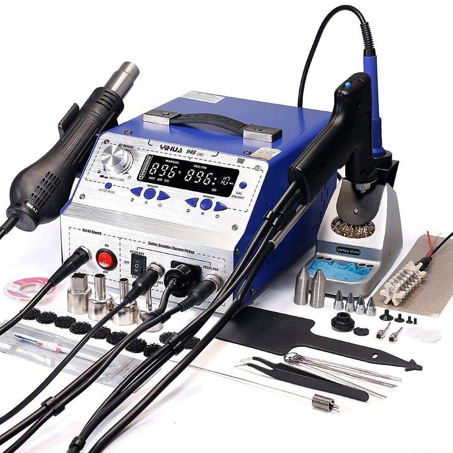 YIHUA 948-II 4 in 1 Hot Air Rework Soldering Iron and Desoldering Suction Tin Gun Station with Suction Pick Up Pen - MRSLM