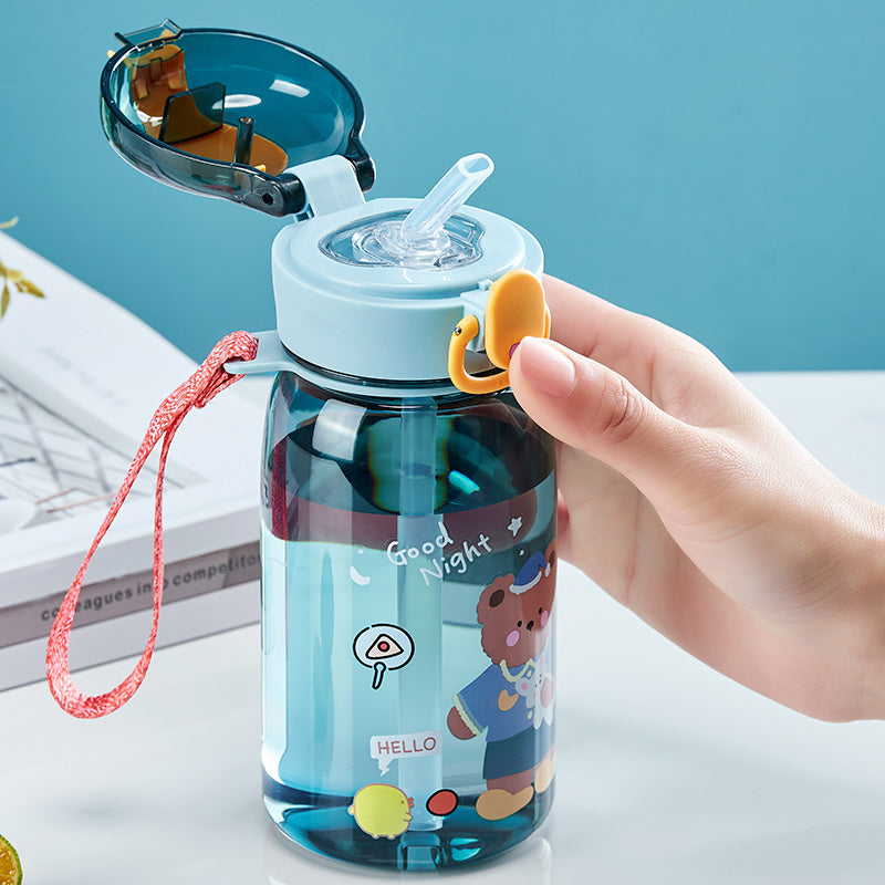 Kids' Cartoon Sippy Cup with Straw and Secure Lid