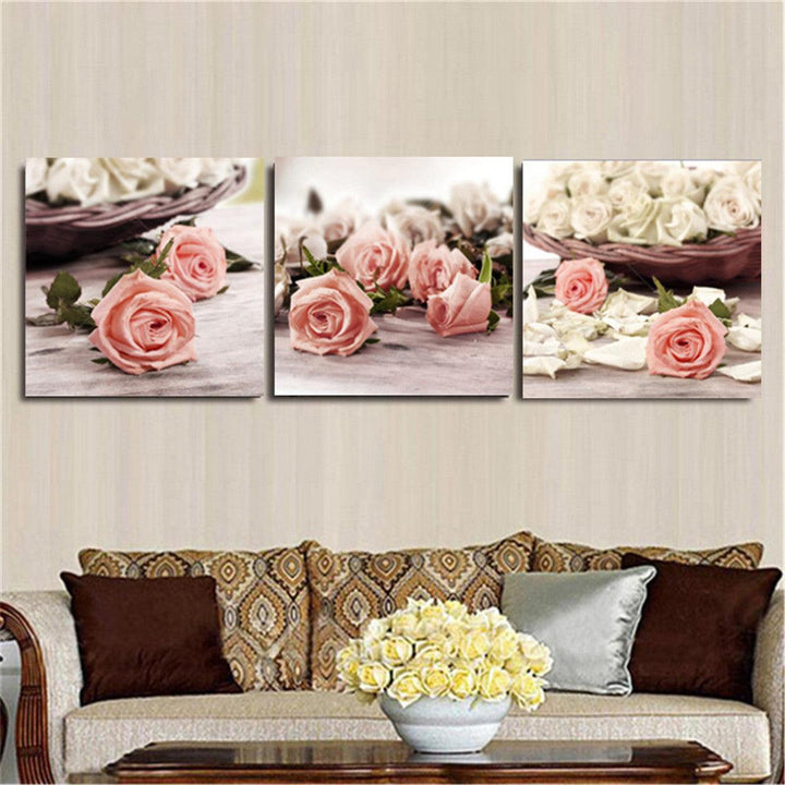 3Pcs Flowers Canvas Print Paintings Wall Decorative Print Art Pictures Frameless Wall Hanging Decorations for Home Office