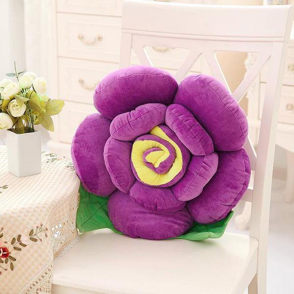 3D Colorful Rose Flowers Throw Pillow Plush Sofa Car Office Back Cushion Valentines Gift - MRSLM