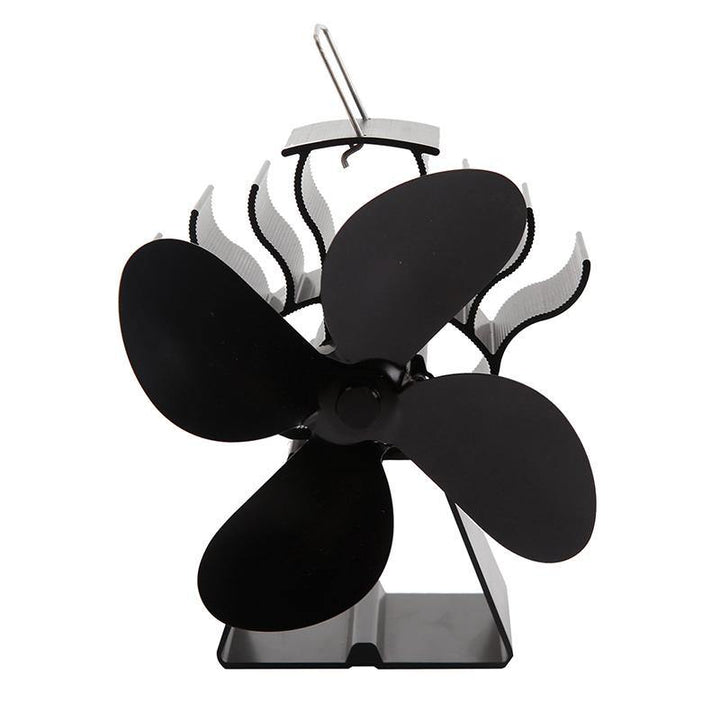 4 Blade Eco-friendly Black Stove Fan Low Noise Home Fireplace Fan Efficient Heat Distribution