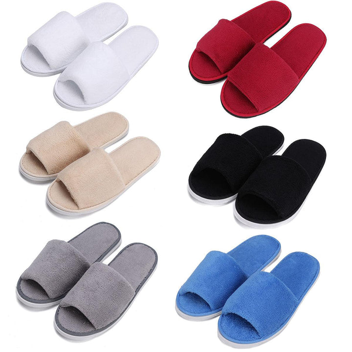 Men Women Coral Velvet Open Toe Hotel Home Spa Slippers Travel Shoes Thick 7mm