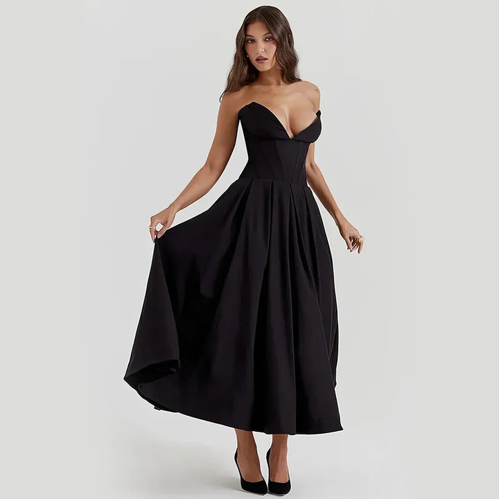 Elegant Black Spaghetti Strap Maxi Dress