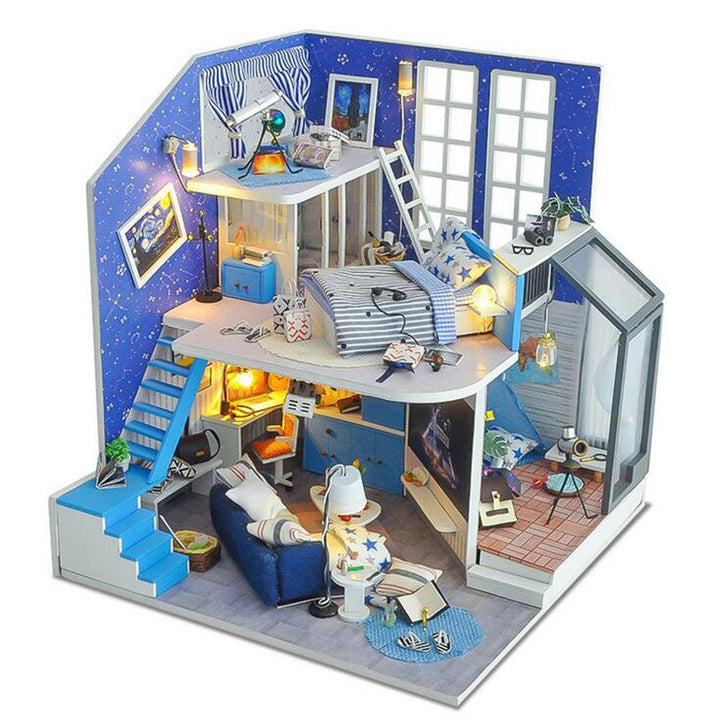 2020 Christmas Decoration DIY Doll House Wooden Doll Houses Miniature Dollhouse Furniture Kit Toys for Children New Year Christmas Gift