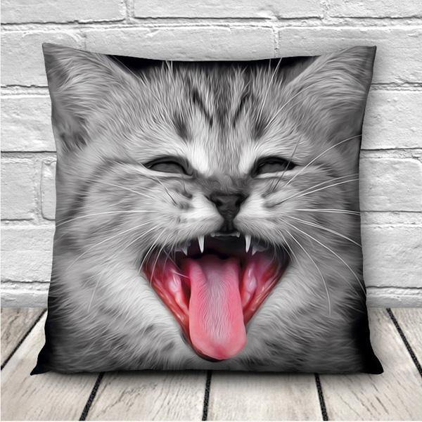 3D Cute Expressions Cats Throw Pillow Cases Sofa Office Car Cushion Cover Gift - MRSLM