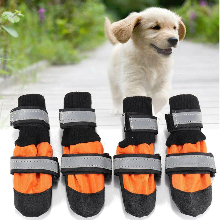 4Pcs Pet Dog Rain Snow Boots Warm Shoe Anti-slip Footwear Sock Waterproof Shoe Covers