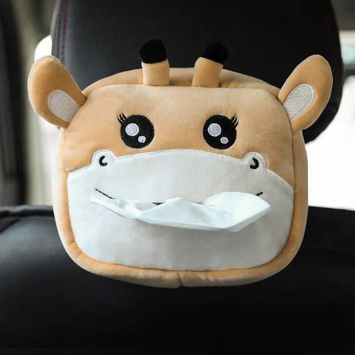 Adorable Plush Animal Car Tissue Holder - Napkin Dispenser for Auto & Home