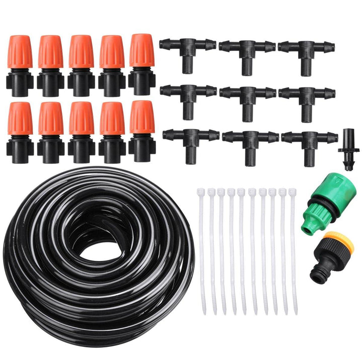 Adjustable Water Misting Cooling Irrigation System Kit Tubing Hose 5M/8M/10M/15M/20M/25M with Mist Nozzle Sprinkler