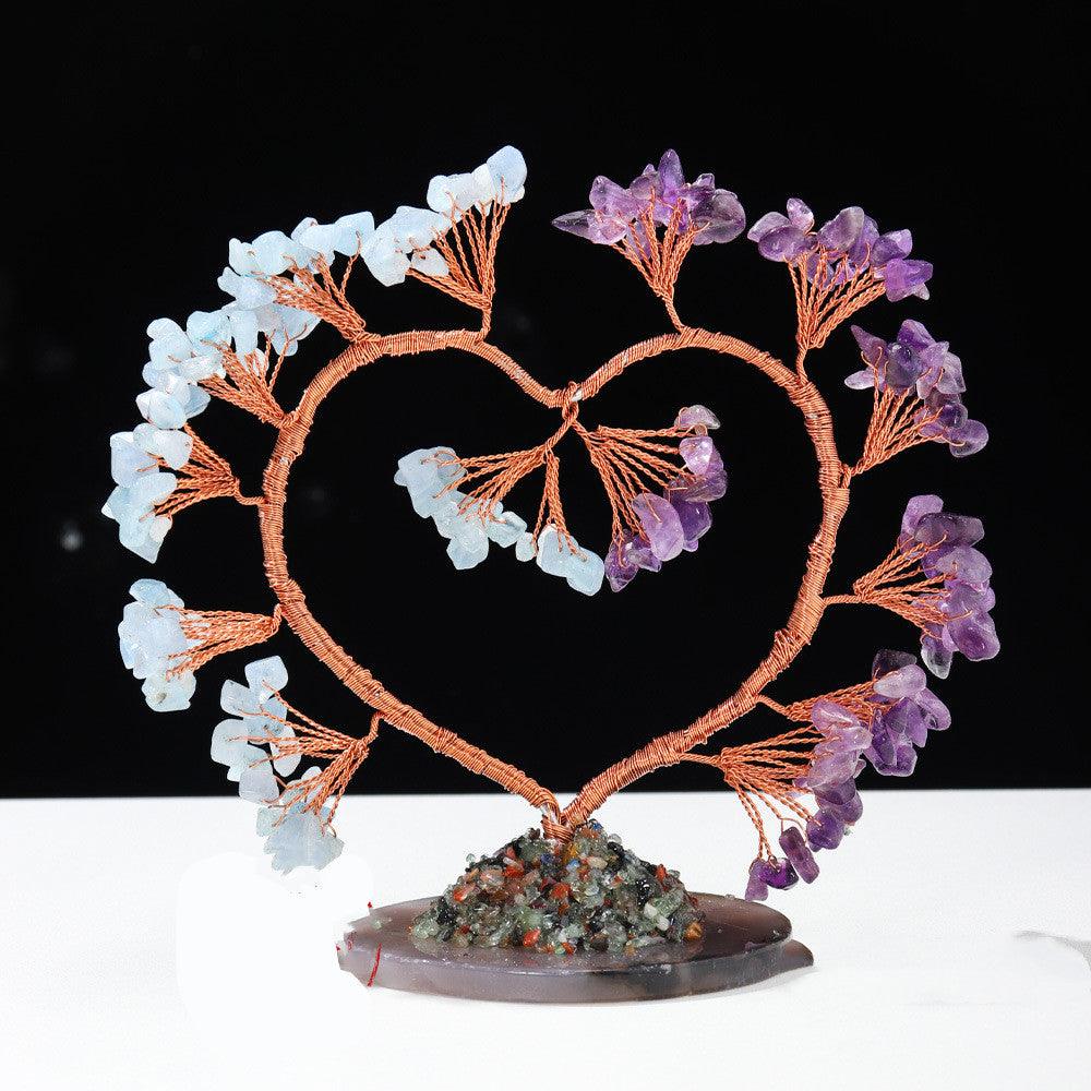 Gravel Crystal Tree Heart Shaped Ornament