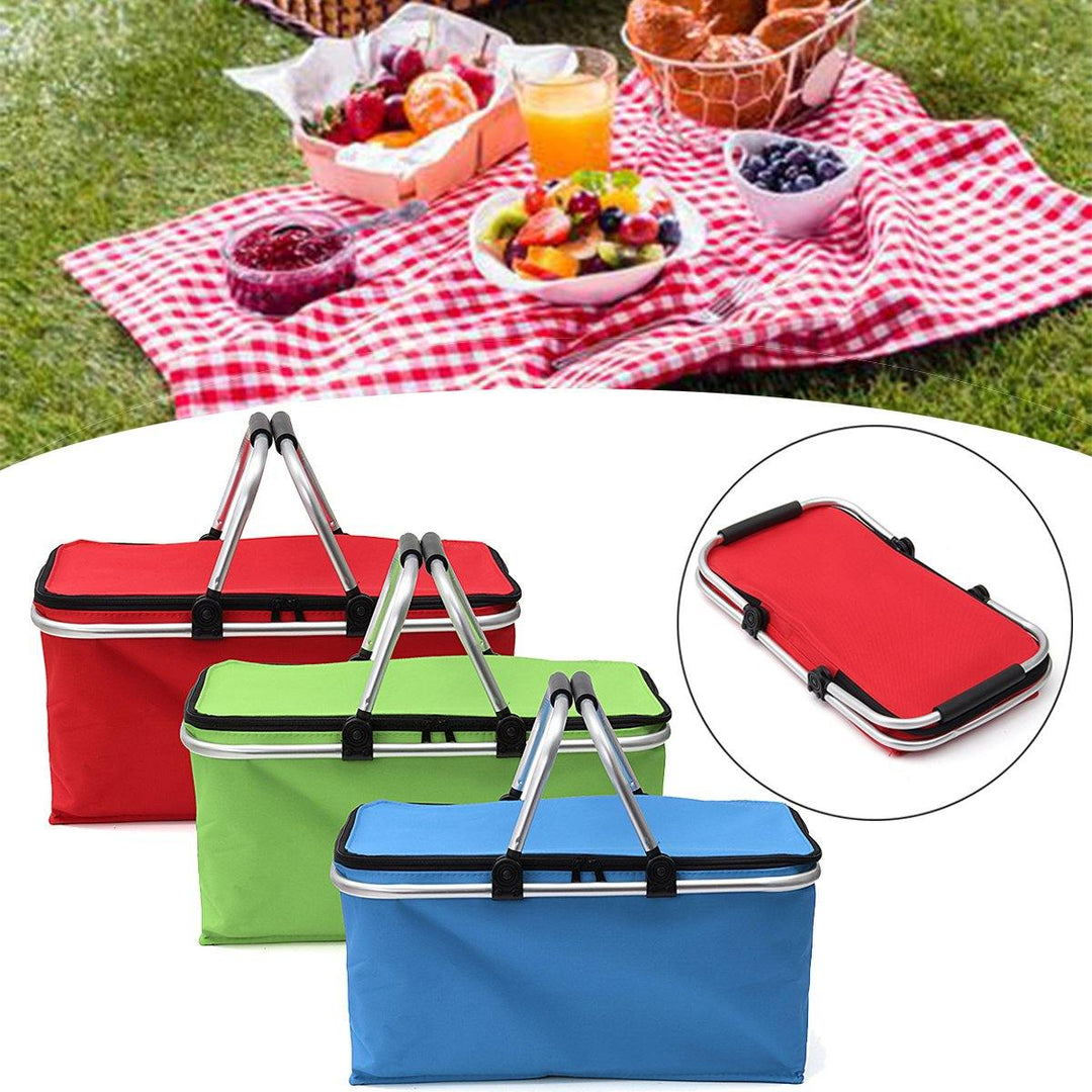 30L Large Folding Insulated Thermal Cooler Bag Picnic Camping Lunch Storage Baskets (Red)