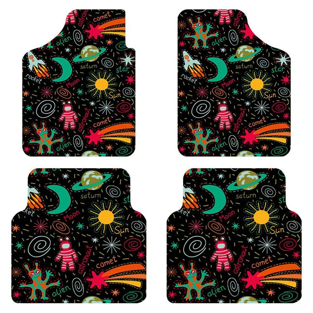 4-Piece Cartoon Pattern Car Floor Mats - Universal Fit for Cars, SUVs, & 7-Seat Commercial Vehicles