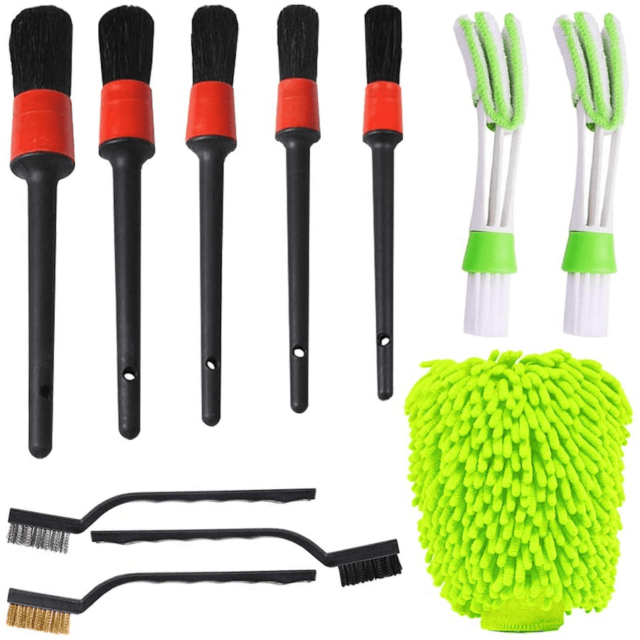 11-piece Set Car Washer Metal Cover Gap Brush Car Wash Brush Set Car Detail Cleaning Brush - MRSLM