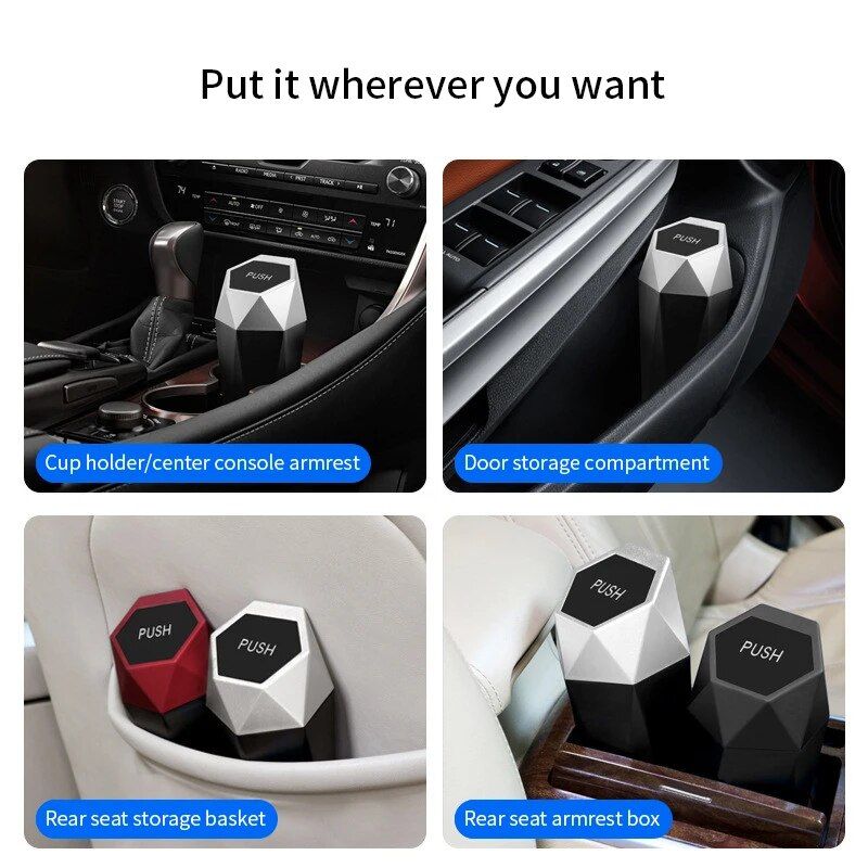 Universal Car Trash Can & Organizer ‚Äì Seat, Door, Visor Attachment