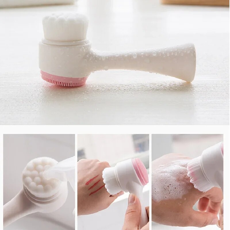 Soft Silicone Facial Cleansing Brush - Double-Sided Massage and Deep Cleanse