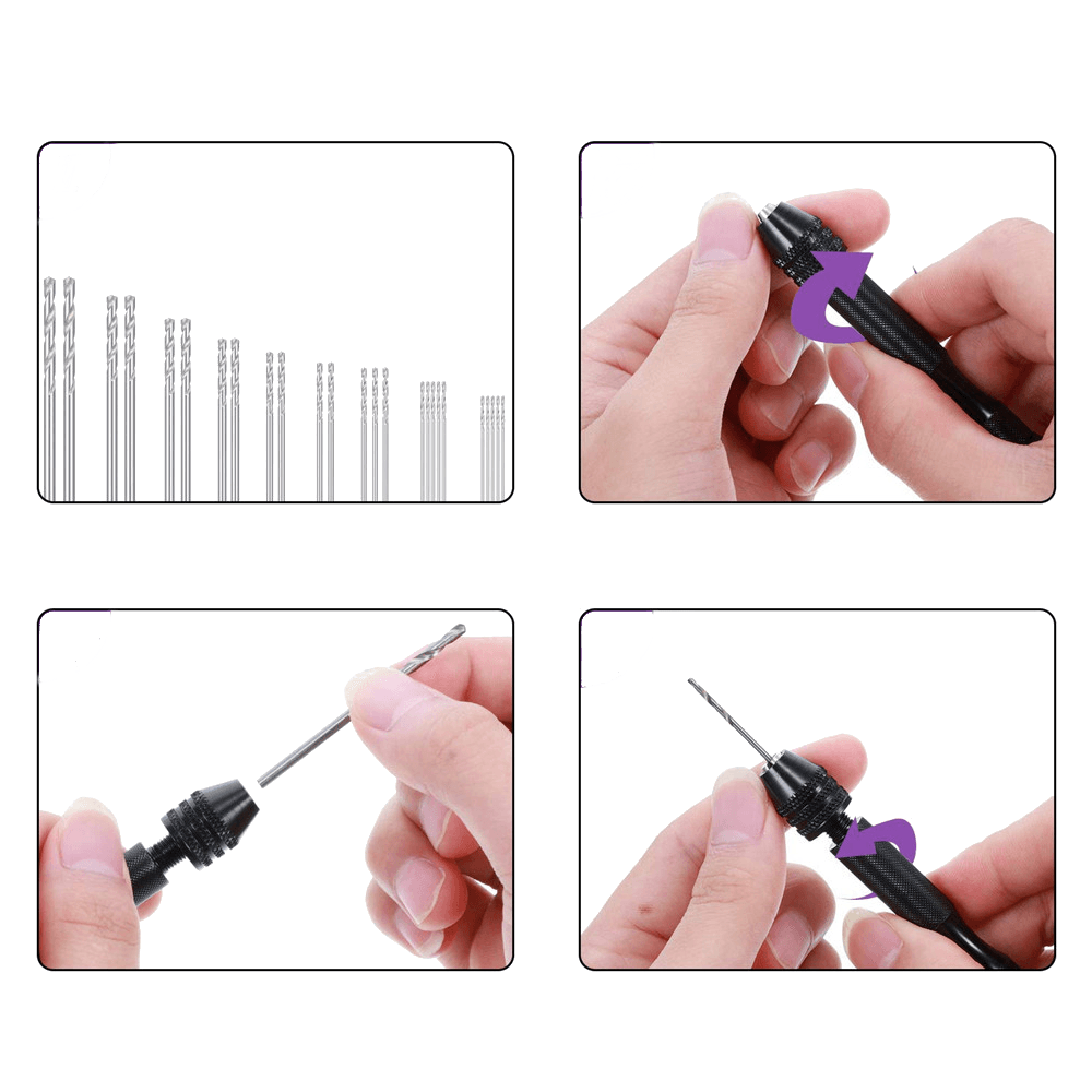 49pcs Manual Drill Suit Including Small Colored Hand Drill And 0.5-3.0mm High-speed Steel Twist Drills