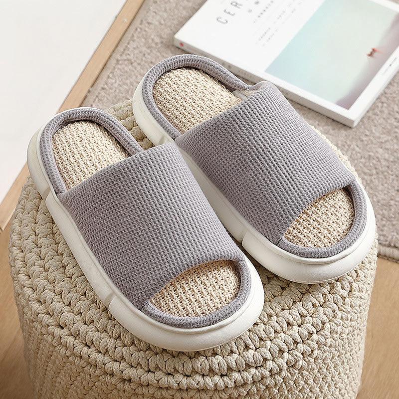 Four Seasons Linen Slippers Female Spring And Autumn Home