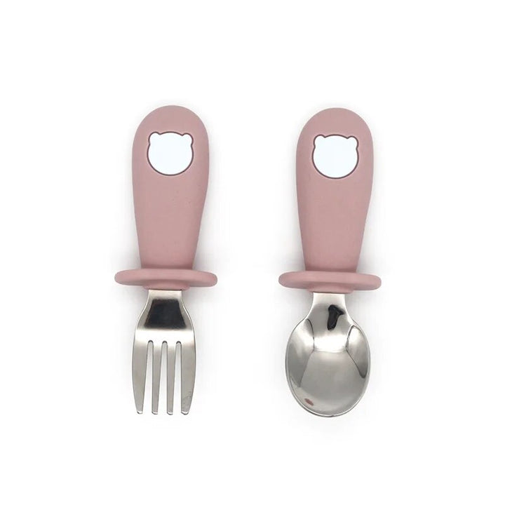 Cartoon Stainless Steel Kids' Cutlery Set - Toddler Safe Feeding Spoon and Fork