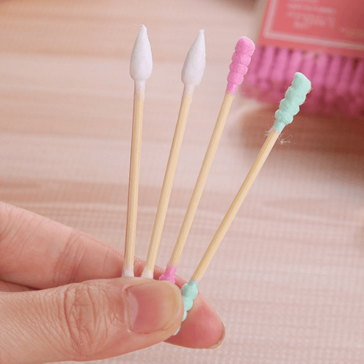 100pcs/ Pack Double Head Cotton Swab Disposable Women Makeup Cotton Buds Tip For Wooden Sticks Ears Clean Health Care Tools