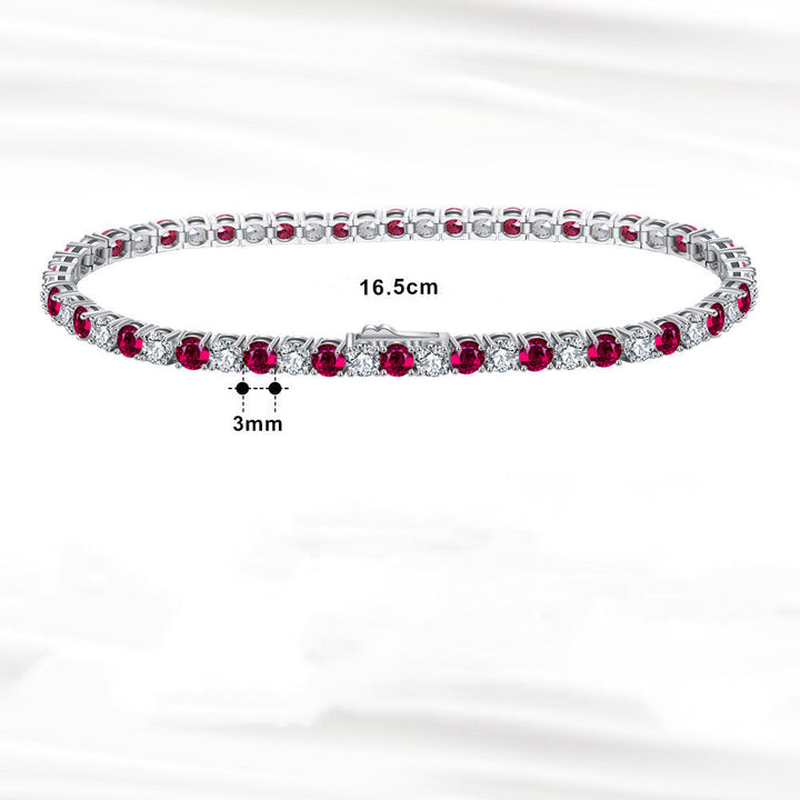 Women's Red Zircon Single Row Bracelet