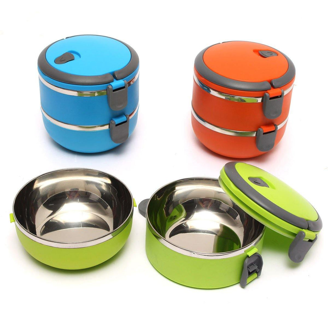 2 Layers Stainless Steel Bento Lunch Box Portable Thermal Insulation Lunch Box